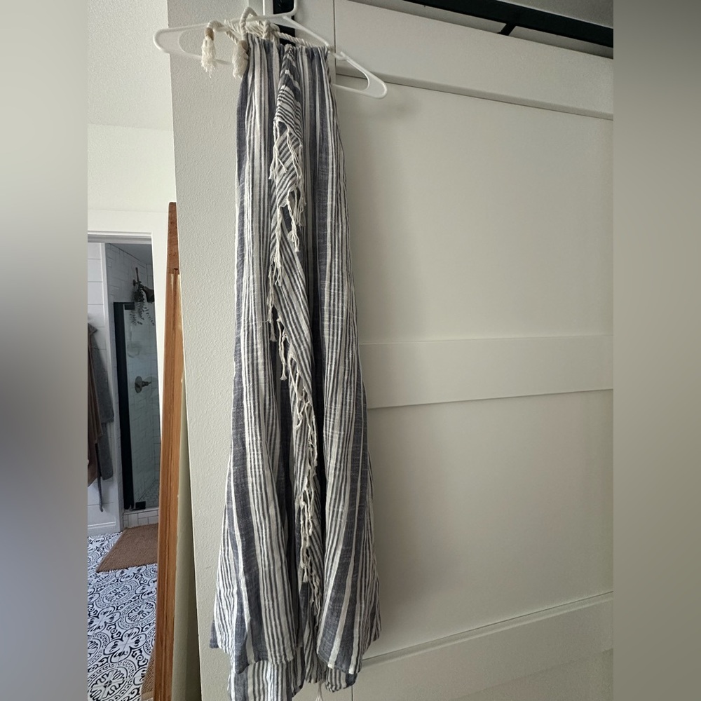 Aerie Blue and White Striped Backless Dress